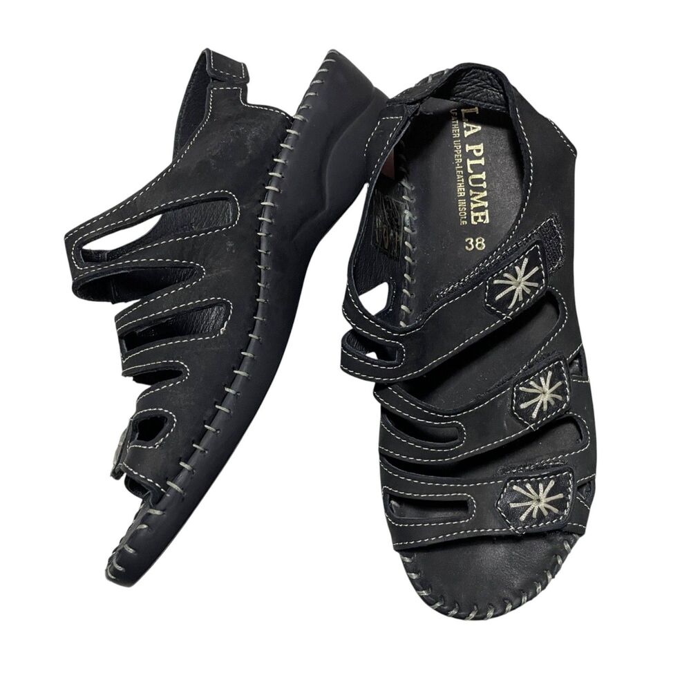 La Plume 38 (8) NEW Leather‎ Upper Women's Sandals Hook n Eye Closure